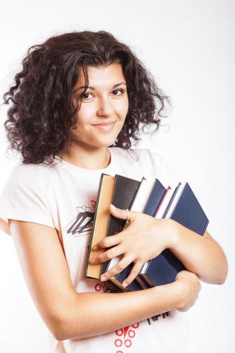 student with books